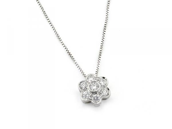 CF00756 - Collana in Oro Fiore di Diamanti ct 0.34