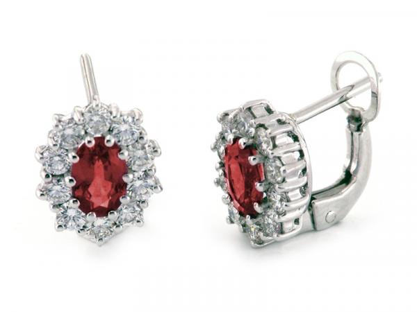 CF00760 - Orecchini con Rubino Centrale e Diamanti