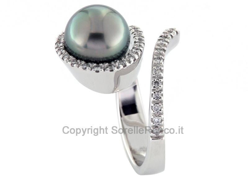 ANELLO CON PERLA TAHITI E DIAMANTI