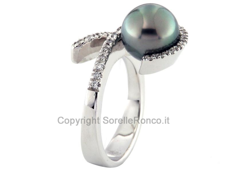ANELLO CON PERLA TAHITI E DIAMANTI