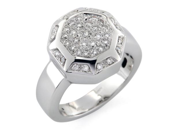 CF00774 - Anello Oro e Diamanti a Forma Ottagonale