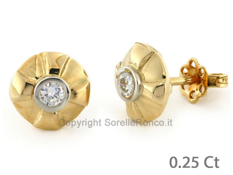 ORECCHINI PUNTOLUCE ORO GIALLO CT. 0.25