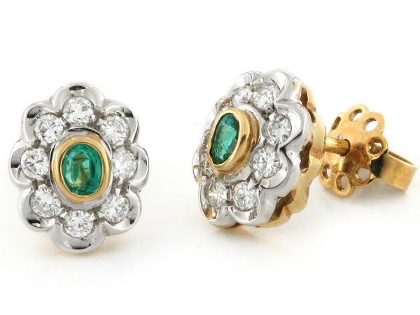 CF00800 - Orecchini in Oro con Smeraldi e Diamanti
