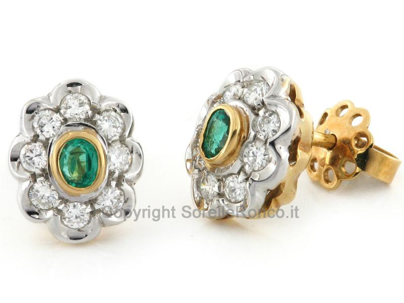 ORECCHINI IN ORO CON SMERALDI E DIAMANTI