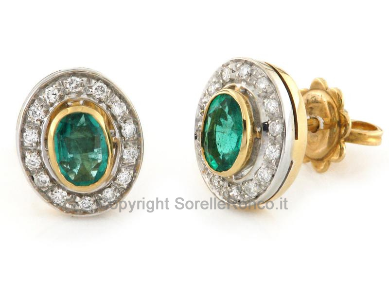 ORECCHINI ORO SMERALDI E DIAMANTI