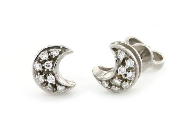 CF00811 - Orecchini a Luna in Oro con Diamanti
