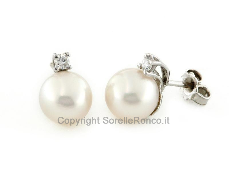 ORECCHINI ORO DIAMANTI E PERLE Ø 8-8.5MM