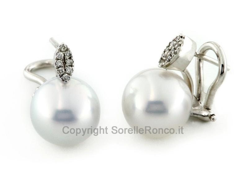 ORECCHINI DIAMANTI E PERLE Ø 10-10,5MM 