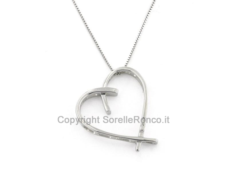 GIROCOLLO PENDENTE CUORE CON DIAMANTI
