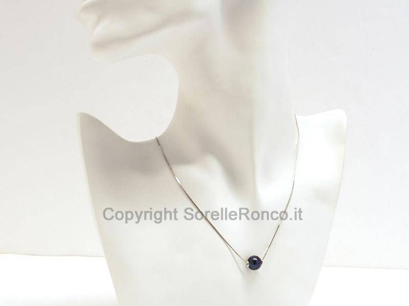 COLLANA CON PERLA NERA DA 10 MM