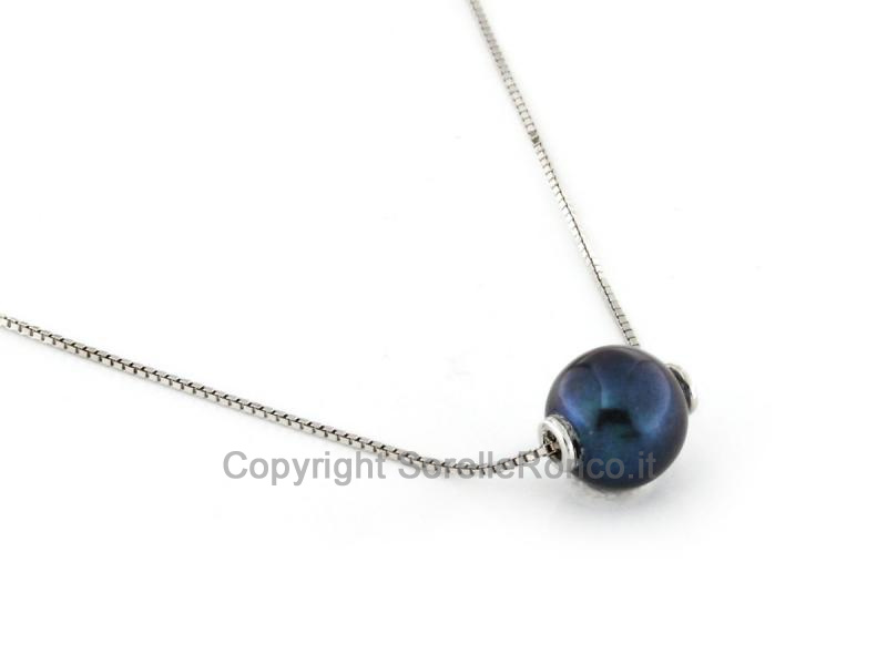 COLLANA CON PERLA NERA DA 10 MM