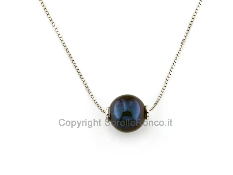 COLLANA CON PERLA NERA DA 10 MM