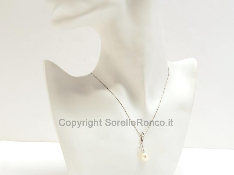 COLLANA ORO DIAMANTE E PERLA Ø 10MM