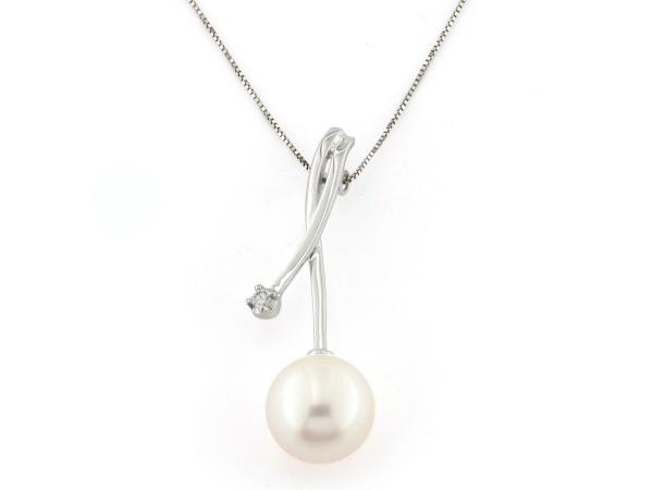 CF00871 - Collana Oro Diamante e Perla ø 10mm