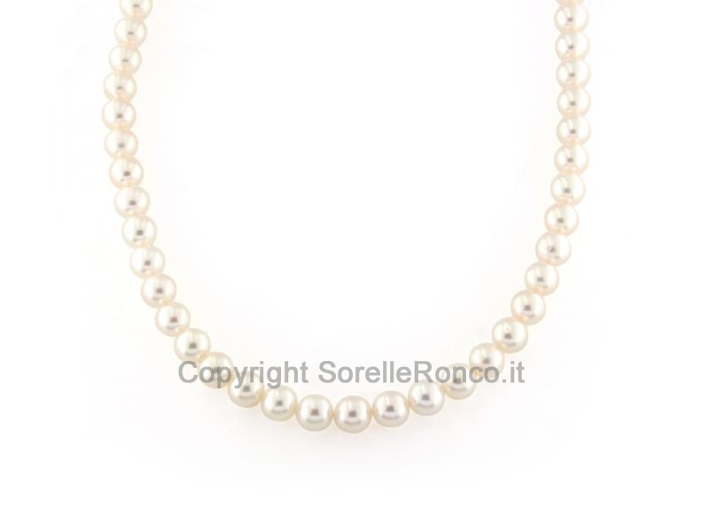 FILO DI PERLE AKOYA BIANCHE 6.5 - 7 MM