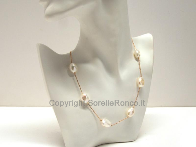 GIROCOLLO IN ORO ROSA CON PERLE BIANCHE