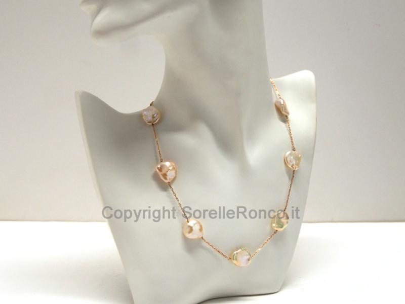 GIROCOLLO ORO E PERLE KESHI BAROCCHE