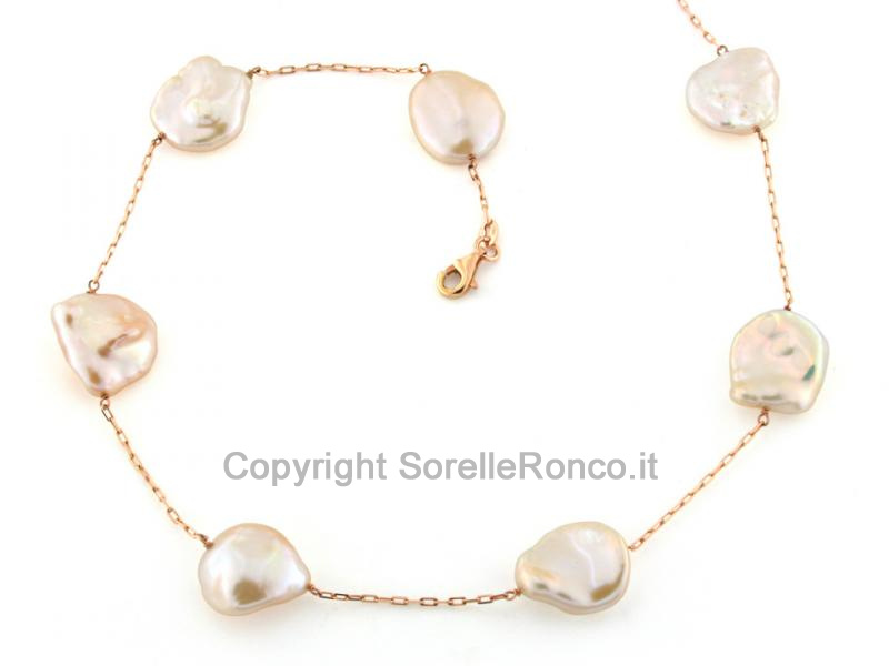 GIROCOLLO ORO E PERLE KESHI BAROCCHE