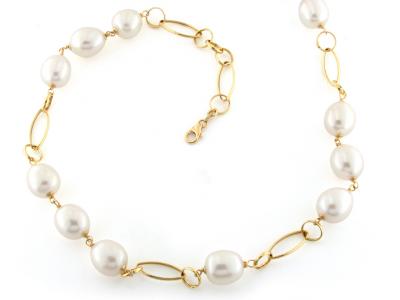 Collana in Oro Giallo con Perle Bianche