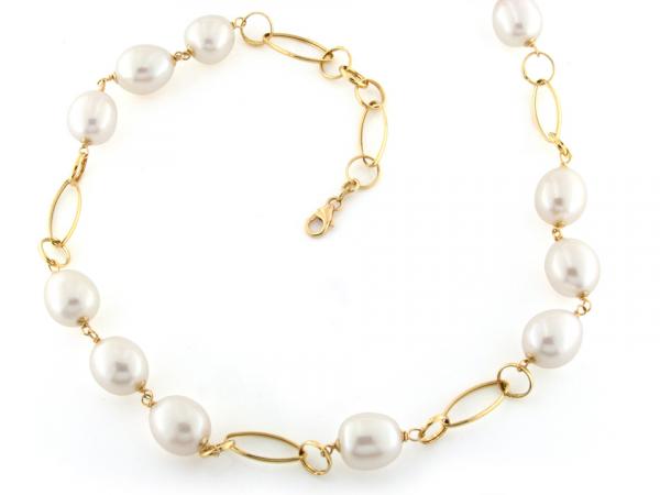CF00903 - Collana in Oro Giallo con Perle Bianche