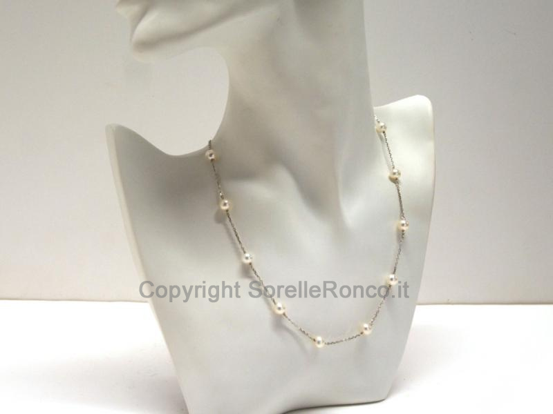 COLLANA ORO BIANCO E PERLE ACQUA DOLCE