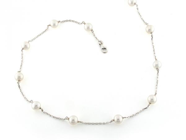 CF00904 - Collana Oro Bianco e Perle Acqua Dolce