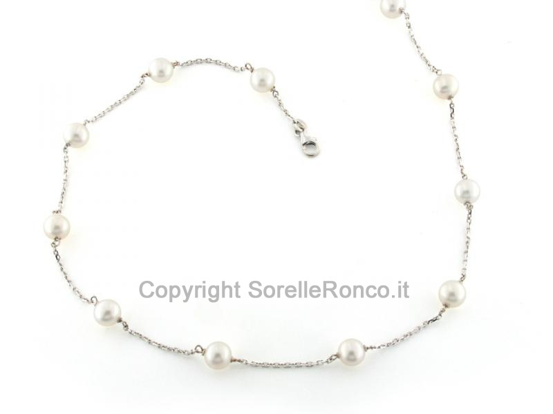 COLLANA ORO BIANCO E PERLE ACQUA DOLCE