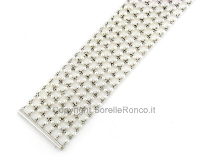 BRACCIALE IN ORO CON TAPPETO DI PERLE