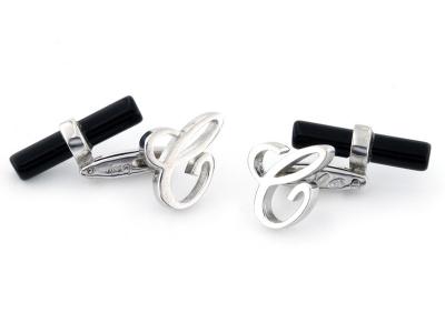 Gemelli con Onice e Lettera C in Argento