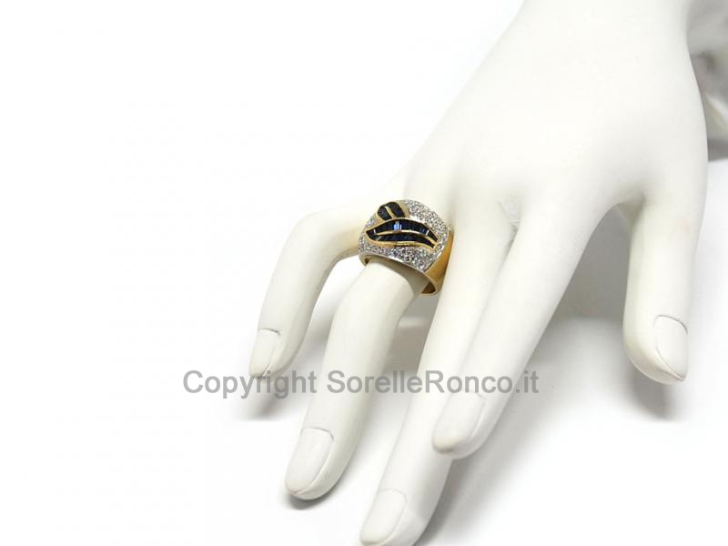 ANELLO ORO CON ZAFFIRI 1.53CT E DIAMANTI