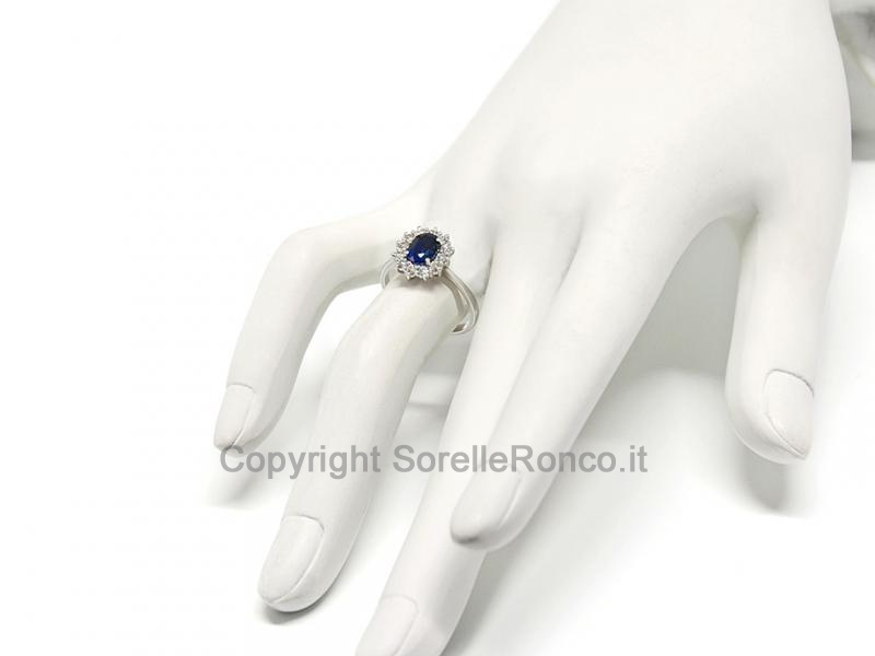 ANELLO ORO DIAMANTI E ZAFFIRO 0.90 CT