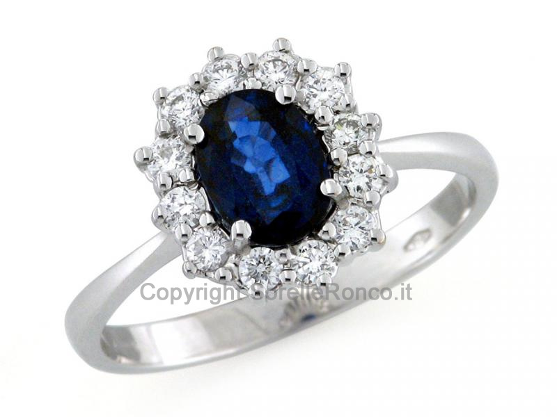 ANELLO ORO DIAMANTI E ZAFFIRO 0.90 CT