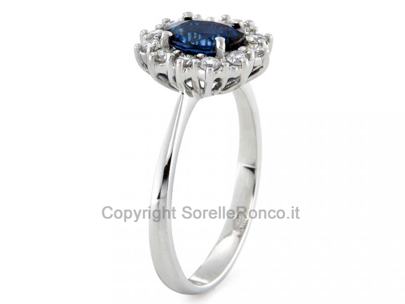 ANELLO ORO DIAMANTI E ZAFFIRO 0.90 CT
