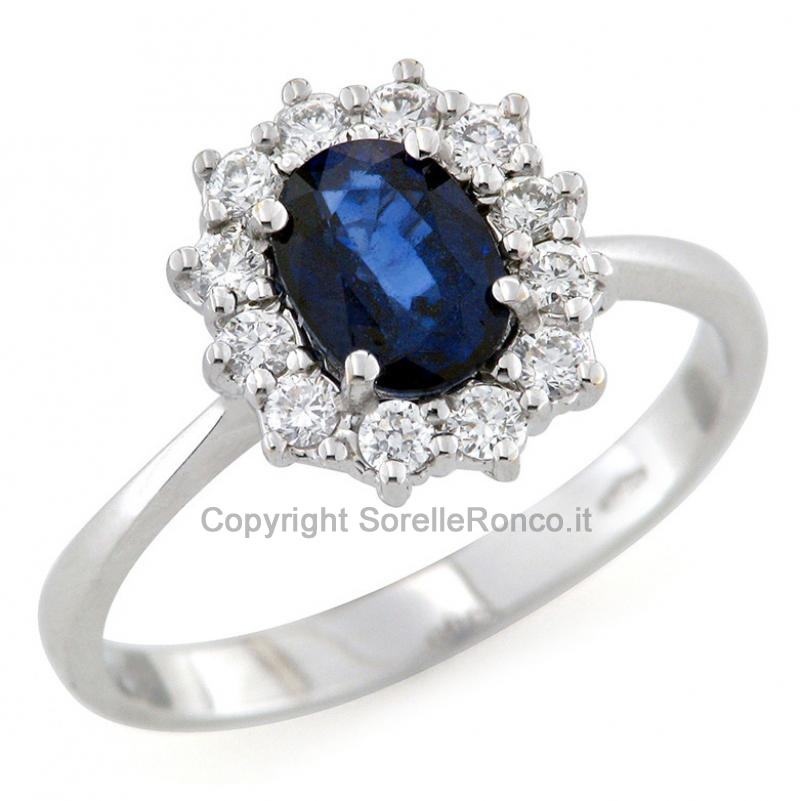ANELLO ORO DIAMANTI E ZAFFIRO 0.90 CT
