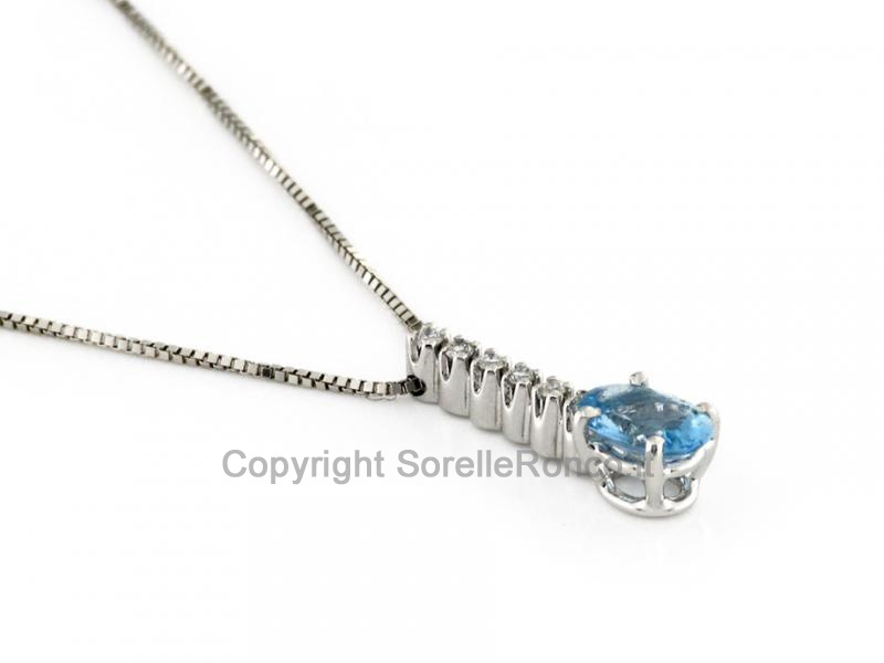 GIROCOLLO ACQUAMARINA 0.60 CT E DIAMANTI