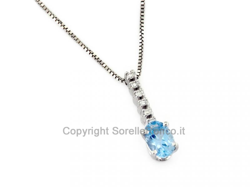 GIROCOLLO ACQUAMARINA 0.60 CT E DIAMANTI