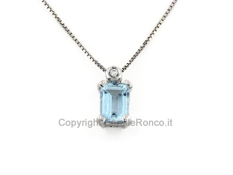 COLLANA CON PENDENTE ACQUAMARINA 0.90 CT
