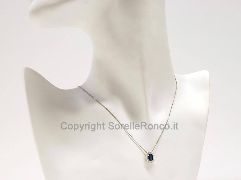 COLLANA GIROCOLLO CON ZAFFIRO E DIAMANTI
