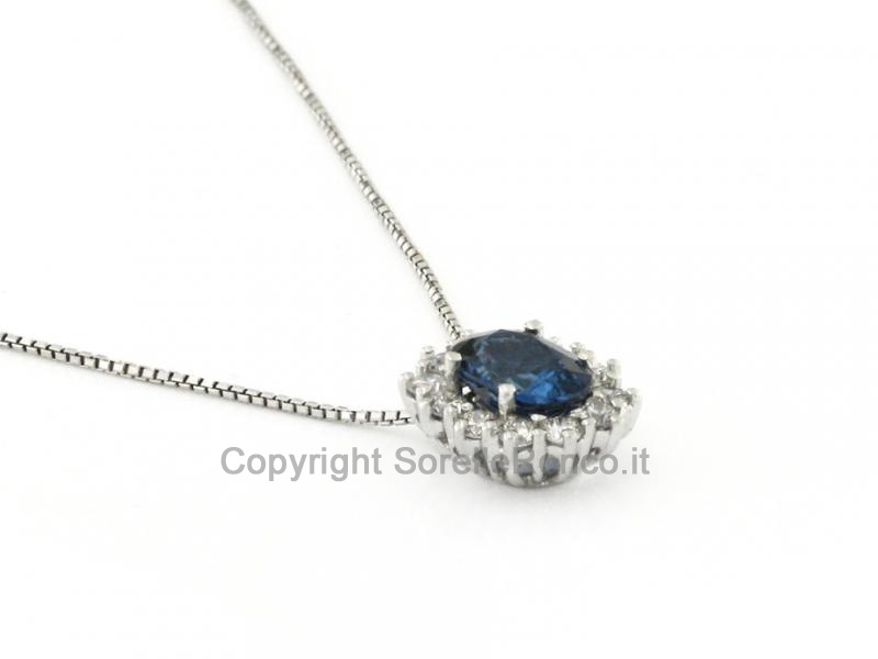 COLLANA GIROCOLLO CON ZAFFIRO E DIAMANTI