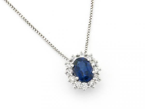 CF01011 - Collana Girocollo con Zaffiro e Diamanti