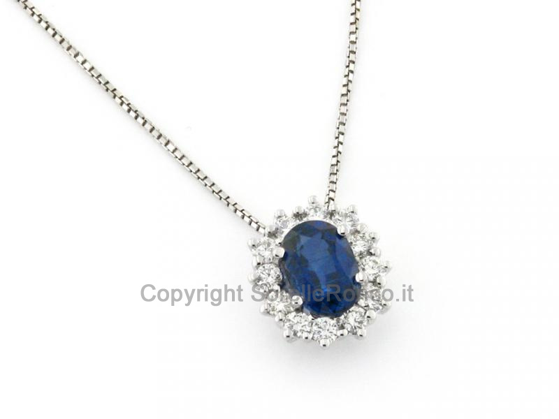 COLLANA GIROCOLLO CON ZAFFIRO E DIAMANTI