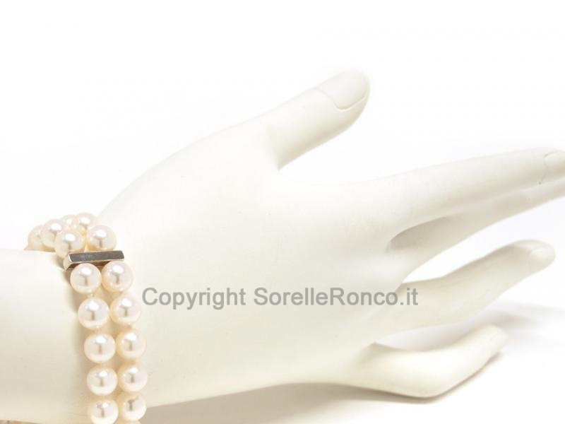 BRACCIALE IN ORO CON PERLE DOPPIA FILA
