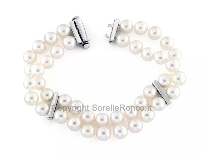 BRACCIALE IN ORO CON PERLE DOPPIA FILA