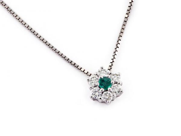 CF01025 - Collana Oro Bianco con Smeraldo 0.04 ct