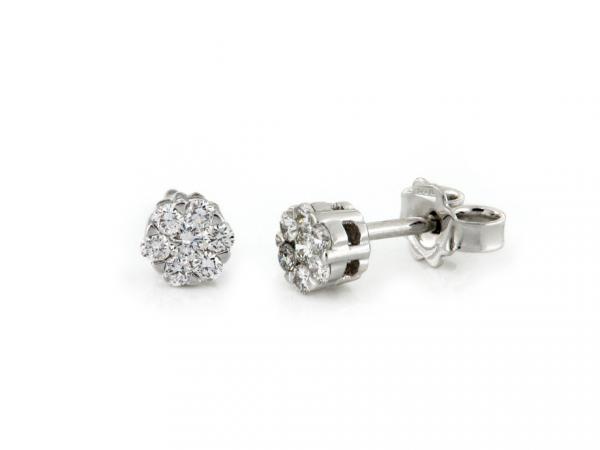 CF01031 - Orecchini a Fiore in Oro con Diamanti