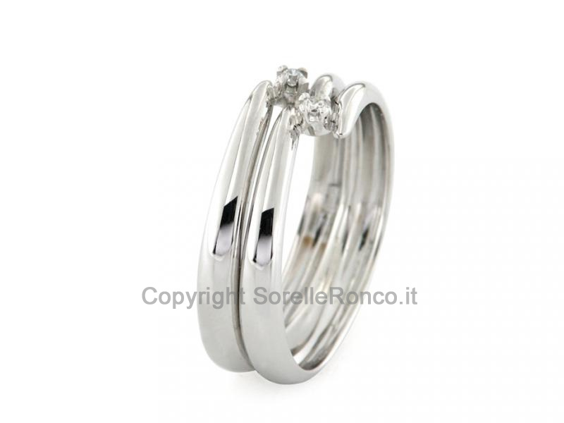 ANELLO A DUE FASCE CON DIAMANTI CT 0.03