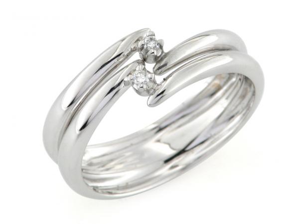 CF01042 - Anello a Due Fasce con Diamanti ct 0.03