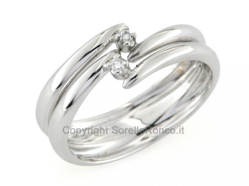 ANELLO A DUE FASCE CON DIAMANTI CT 0.03