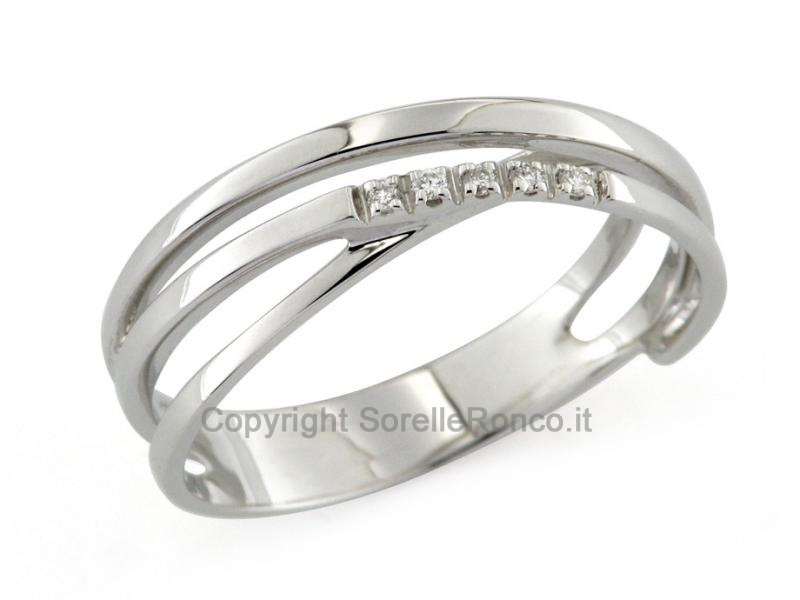 ANELLO TRECCIA ORO CON DIAMANTI 0.03 CT