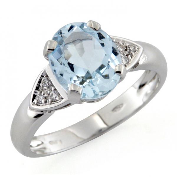 CF01047 - Anello Oro Bianco con Acquamarina